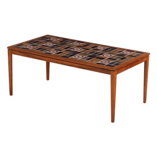 Mid 20th Century Danish Teak Tile-Top Coffee Table For Sale