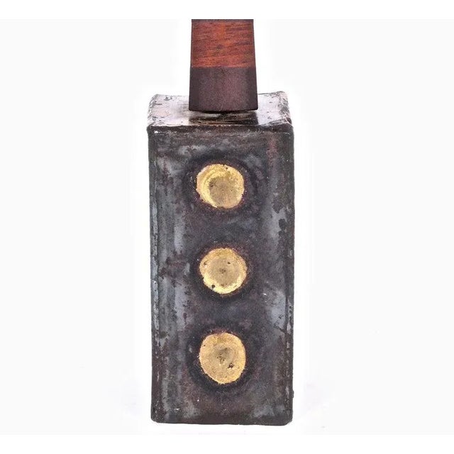Early collaborative Paul Evans and Phillip Lloyd Powell torch cut metal Hand held Bell, early 1960s. Featuring a hand...