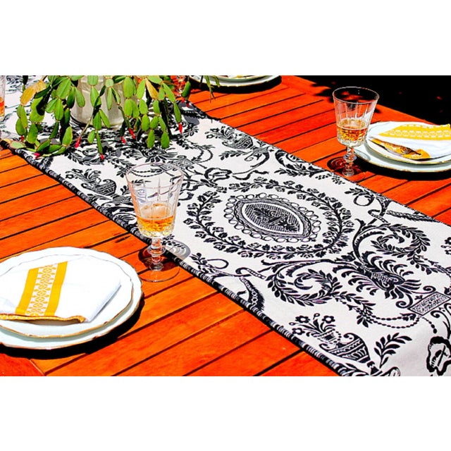Waverly French Damask Linen Reversible Table Runner With Piping and