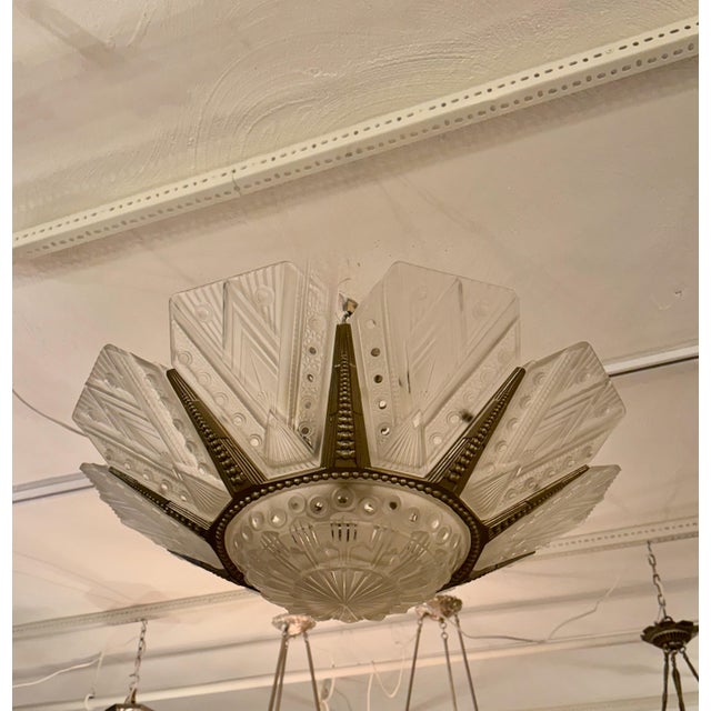 Silver French Art Deco Chandelier by G Leleu For Sale - Image 8 of 13