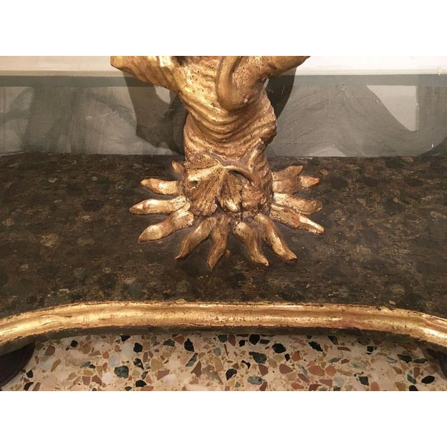 Baroque Italian Giltwood Carved Console Table with Leaves and Bunches of Grapes, 1650 For Sale - Image 3 of 18