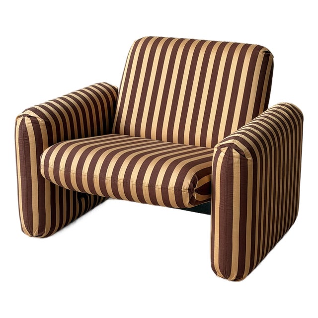 Ray Wilkes “Chiclet” Lounge Chair for Herman Miller in Striped Cotton Jacquard For Sale