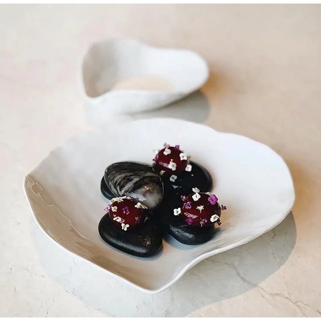 Indulge Nº5 Small White Handmade Porcelain Plates by Sarah-Linda Forrer, Set of 2 For Sale - Image 6 of 7