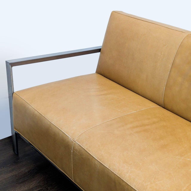 Room & Board Zinc Modern 3-Seat Camel Leather Sofa With Metal Frame For Sale In San Francisco - Image 6 of 10