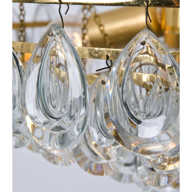 1960s Gilded Brass and Faceted Crystal Chandeliers by Palwa, 1960s, Set of 2 For Sale - Image 5 of 11