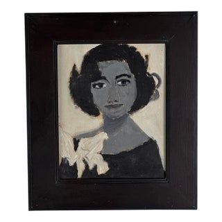 The Mona Liza, Folk Artist Earl Swanigan's Original Painting of Elizabeth Taylor For Sale