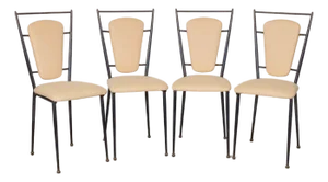 1940s French Iron Dining Chairs, Set of 4