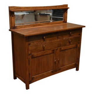 Mission Buffet Cabinet With Mirror - Dark - 50" in Walnut For Sale