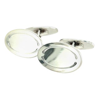 1990s Pair of Georg Jensen Estate Mens Cufflinks Sterling Silver For Sale
