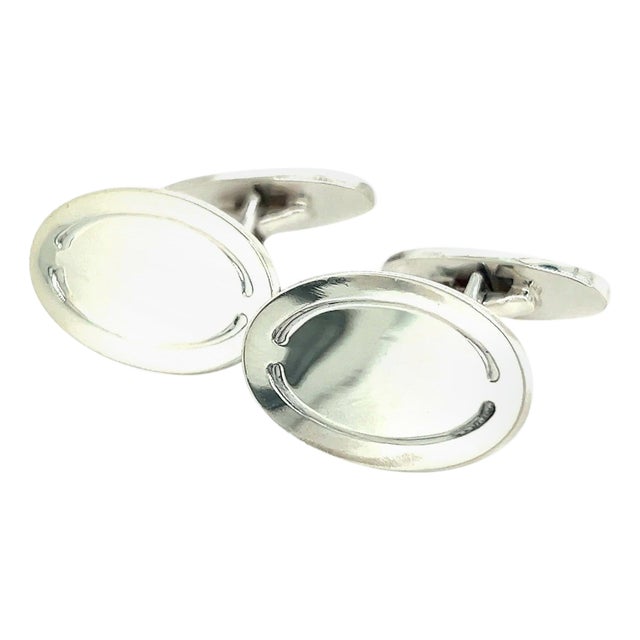 1990s Pair of Georg Jensen Estate Mens Cufflinks Sterling Silver For Sale