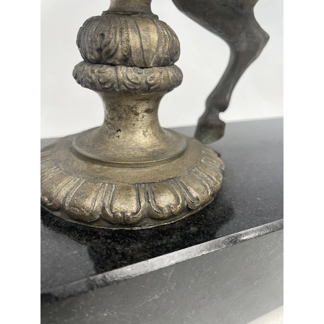 Antique Bronze Horse with Marble Granite Base, 1920s For Sale - Image 3 of 11