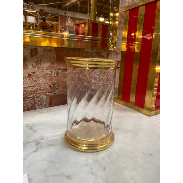 1980s 1980 Italian Brass and Glass Vase For Sale - Image 5 of 7