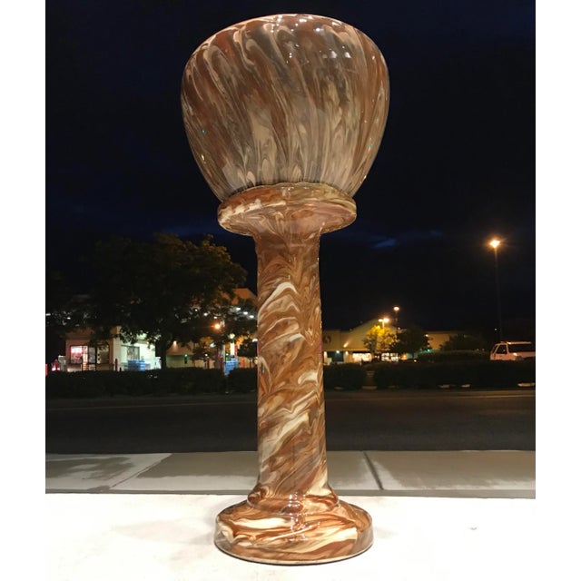 Large art nouveau jardinière and pedestal from Weller Pottery, handmade by unkown artist, circa early 1900s. Piece...