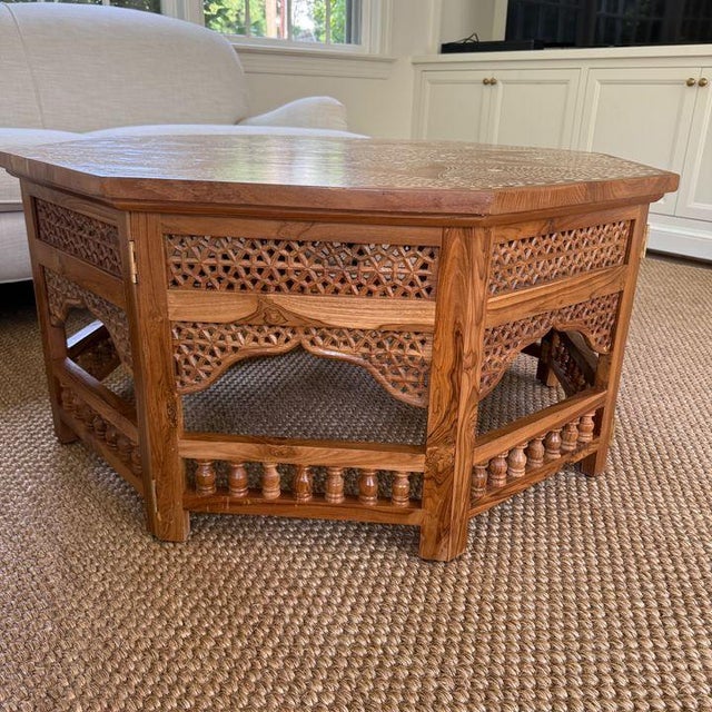 Wood Octagonal Wood and Inlay Coffee Table For Sale - Image 7 of 10