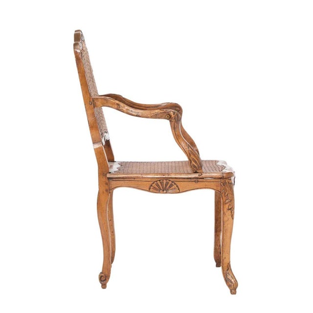 Louis XV Style Carved Walnut and Cane Fauteuil For Sale - Image 4 of 6