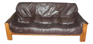 Brutalist Leather Sofa, 1970s