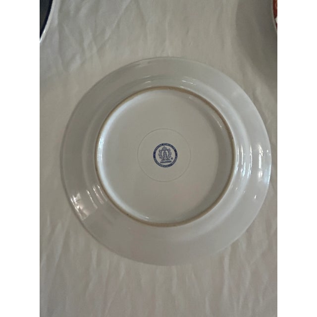 Ceramic Cobalt Blue and Iron Red Imari Floral Wall Plate Curation- Set of 9 For Sale - Image 7 of 11