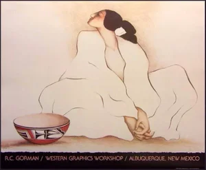 RC Gorman "Zia Bowl" Vintage Western Offset Lithograph Unframed Poster