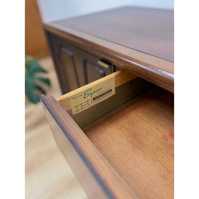 Wood Broyhill Emphasis MCM Credenza Sideboard Rare Vintage Collector Retro Furniture For Sale - Image 7 of 13