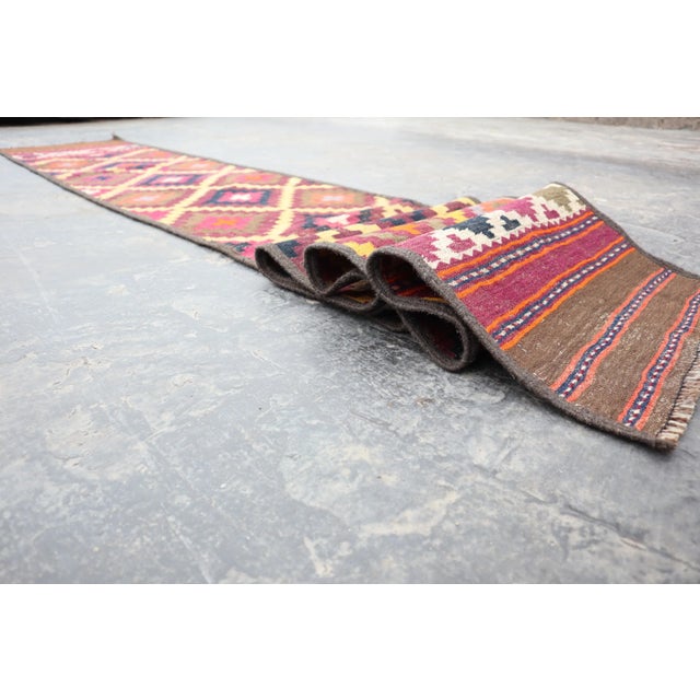 Hand Woven Tribal Maldari Runner Kilim For Sale - Image 4 of 7