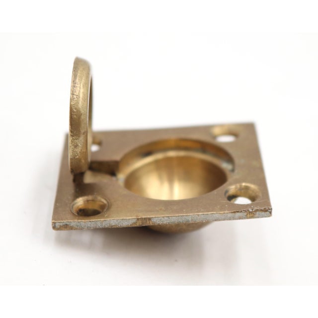 Traditional Recessed Brass Drawer Cabinet Flush Ring Pull For Sale - Image 3 of 5