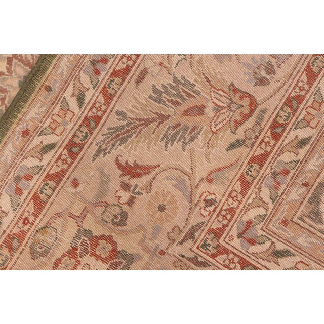 Textile Floral 1990's Pak-Persian Green/Beige Wool Rug - 5'10'' X 9'0'' For Sale - Image 7 of 9