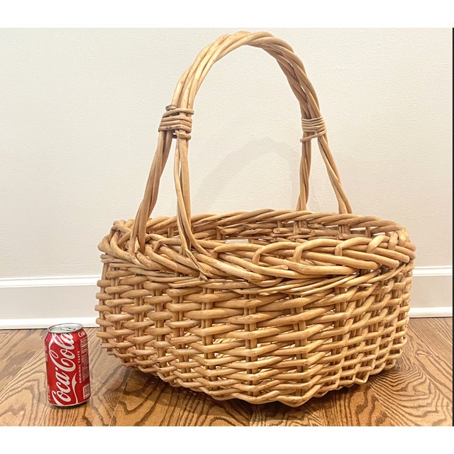 Large Vintage Handwoven Rattan Easter Basket For Sale - Image 11 of 12