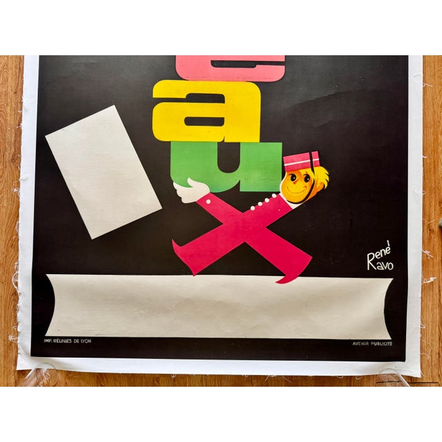 Mid-Century Modern Cadeaux Rare Orig 1960s French Advertising Poster on Linen Rene Ravo Art 45x62” For Sale - Image 3 of 3