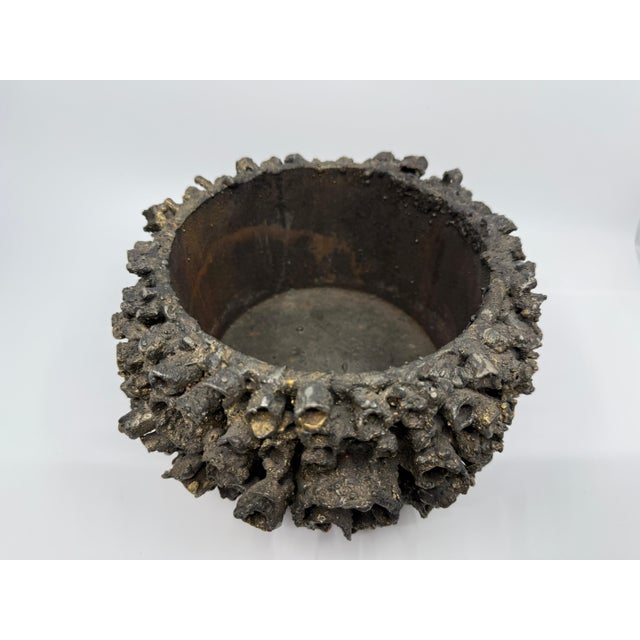 Black James Bearden Brutalist Torch Cut Steel and Bronze Vessel For Sale - Image 8 of 11