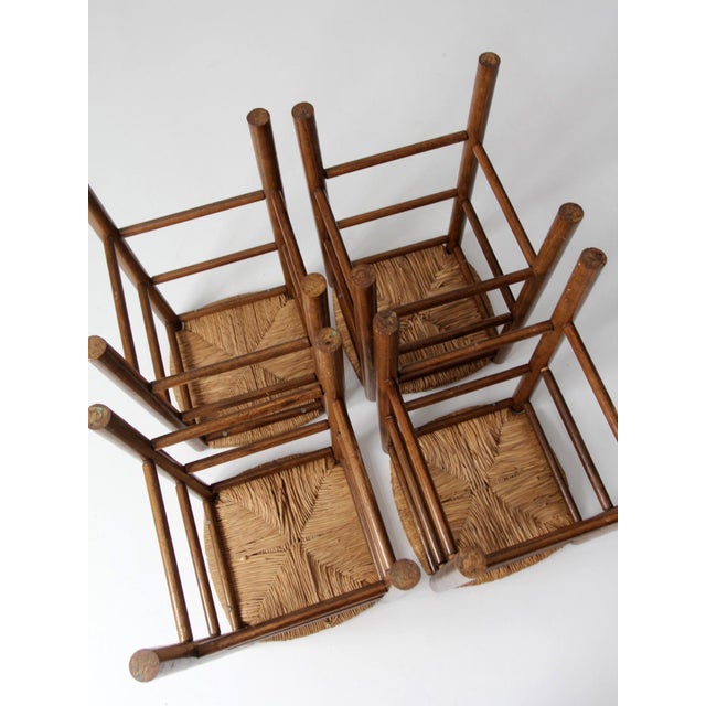 Mid-Century Rush Seat Stools Set of 4 For Sale - Image 13 of 18