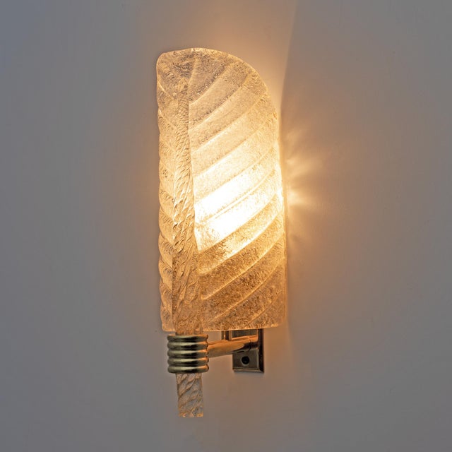 Mid-Century Modern Graniglia Murano Glass Leaf Sconces from Barovier & Toso, 2000, Set of 2 For Sale - Image 6 of 11