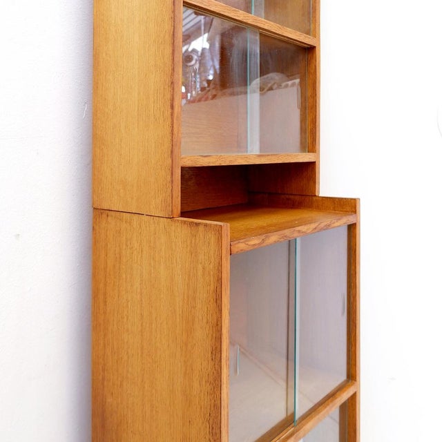 Brown Tall Mid-Century Glazed Bookcase, 1960s For Sale - Image 8 of 15