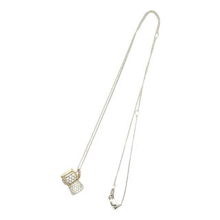 Roberto Coin Diamond Ruby 18k Yellow White Gold Drum Pendant Necklace For Sale