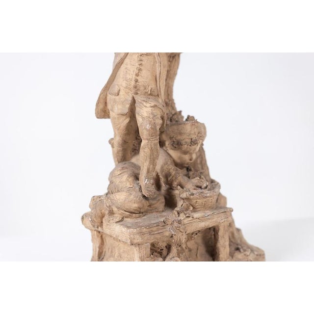 Ceramic Rocaille-Style Terracotta Sculpture of Children and Flowers, 1850s For Sale - Image 7 of 12