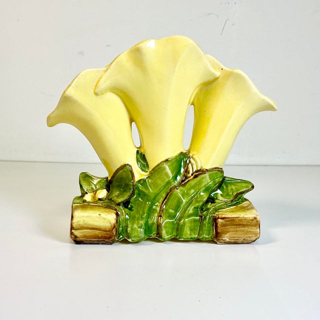 1930s Vintage Art Deco Americana Boho Chic McCoy Pottery Lily Vase - 3 Wells. For Sale - Image 11 of 16