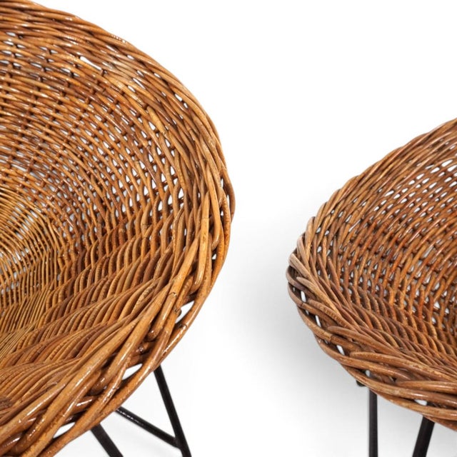 Pod Lounge Chairs in Rattan/Wicker on a Metal Frame, 1970s, Set of 2 For Sale - Image 10 of 18