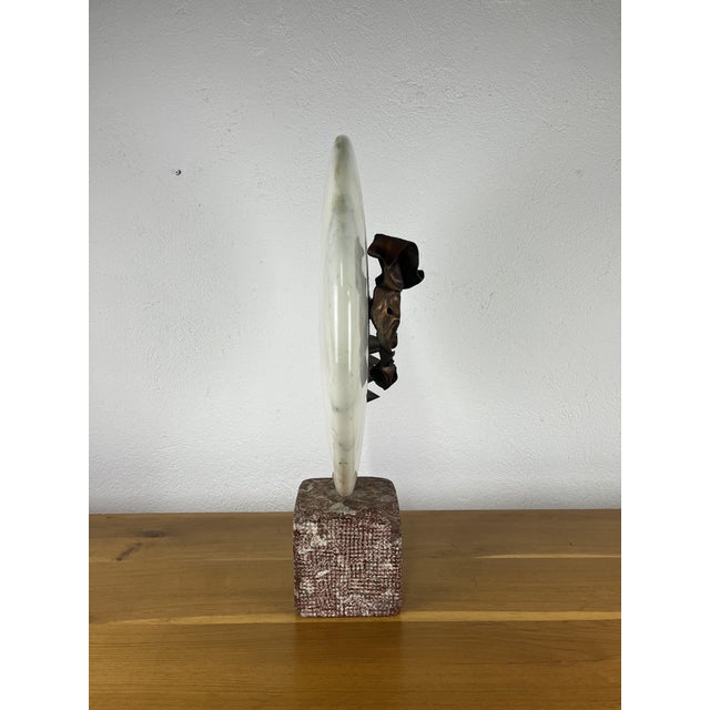 1960s Italian Artist, Modernist Double-Sided Sculpture, 1960s, Copper & Marble For Sale - Image 5 of 9