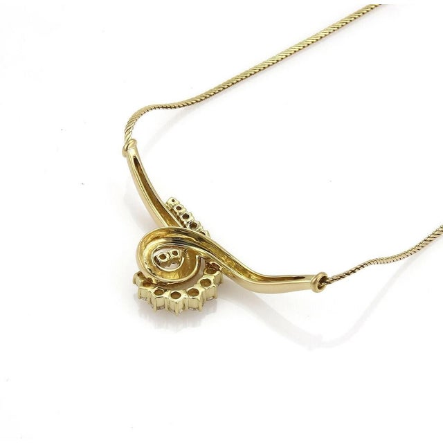 Mid 20th Century Jose Hess Diamond 18k Yellow Gold Wide Curved Scroll Necklace For Sale - Image 4 of 7