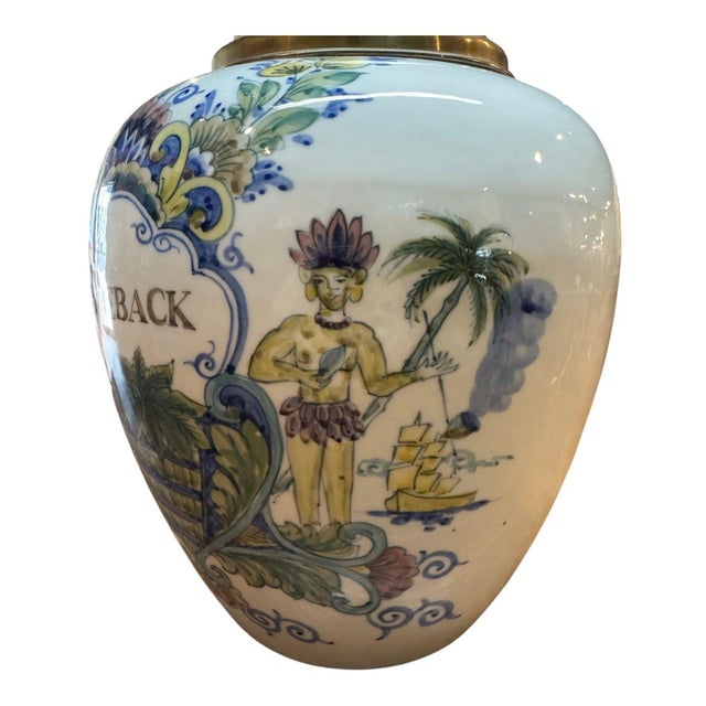 Traditional Circa 1880-1900 Polychrome Delft Toeback Jar For Sale - Image 3 of 6