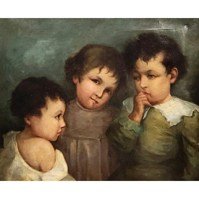 The Three Children, 1900-1920, Oil on Canvas, Framed For Sale - Image 3 of 7
