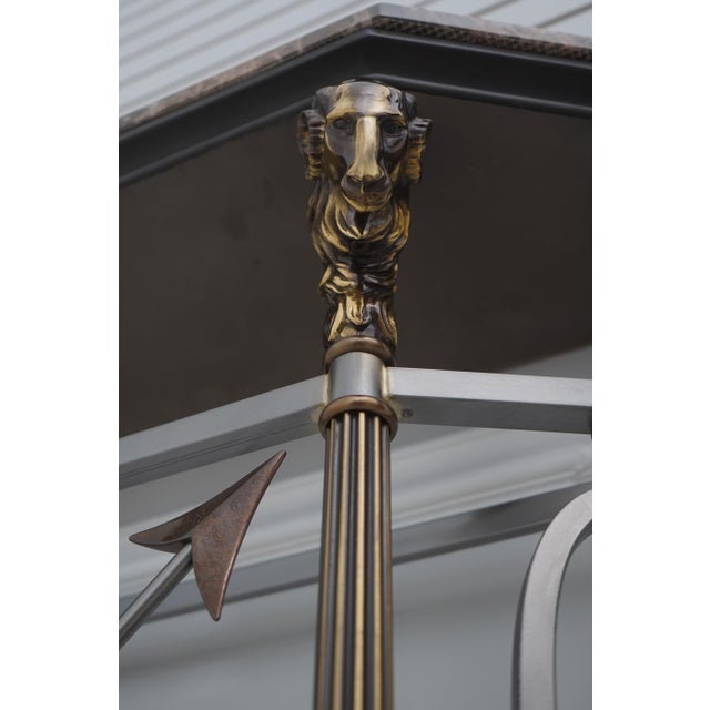 Stone Maitland Smith French Empire Marble Top Steel Base Console Table For Sale - Image 7 of 17