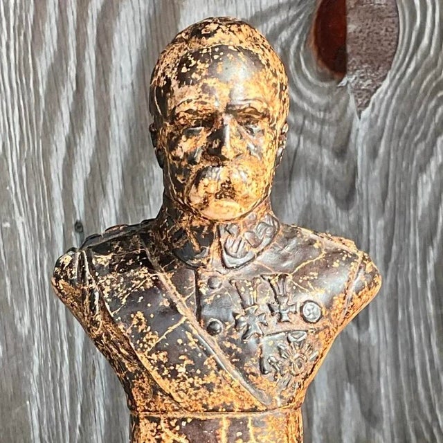 Vintage Patinated Plaster Military Officer Bust For Sale - Image 9 of 14
