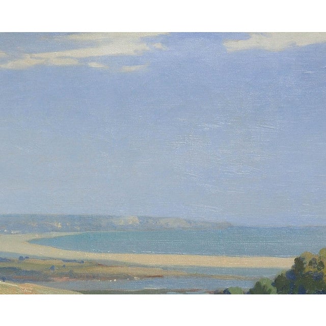 Joseph Hennah, Abbotsbury Hill View, Chesil Beach & Portland, St Catherine's Chapel & the Fleet, Oil Painting, 1950s, Framed For Sale - Image 7 of 18