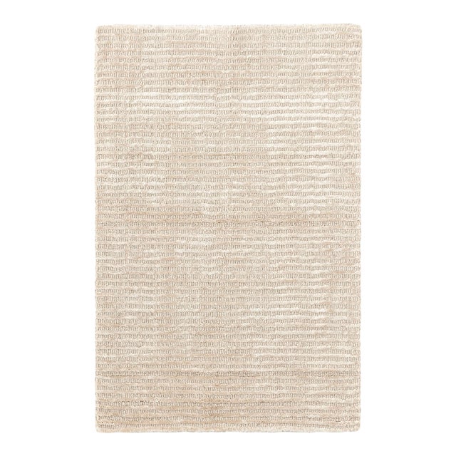 Dash & Albert by Annie Selke Cut Stripe Ivory Hand Knotted Viscose/Wool Rug, 3' x 5' For Sale