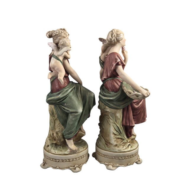 Bohemia Art Nouveau Ceramic Figures by H. Schubert for Royal Dux, 1890s, Set of 2 For Sale - Image 4 of 13