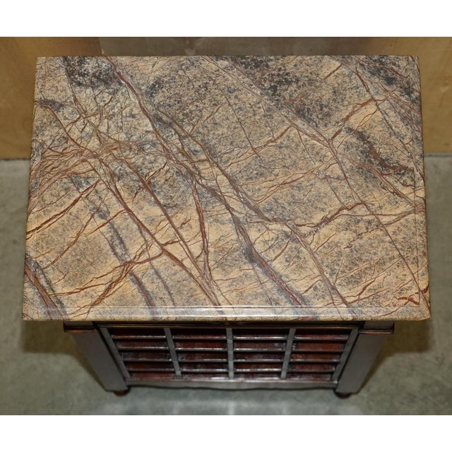 Marble Topped Side Table with Wine Bottle Holders & Serving Tray For Sale - Image 12 of 18