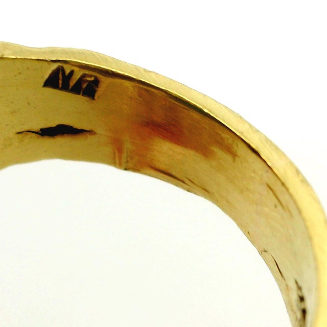 1960s 18k Gold Turquoise and Diamond Freeform Cocktail Ring, Size 7.5 For Sale - Image 16 of 17