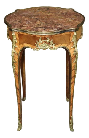 Marble Top Bronze Mounted French Linke Style Louis XV Style Occasional Table