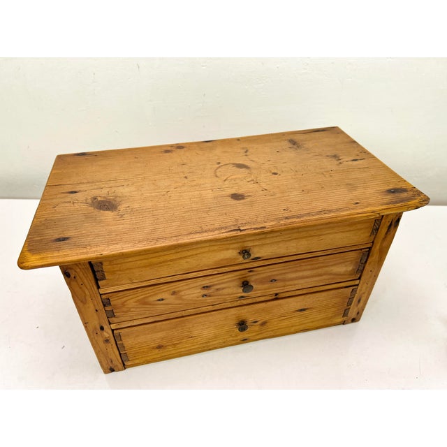 Small Pine Craft Storage Box or Trunk with Drawers, 1950s For Sale - Image 12 of 12