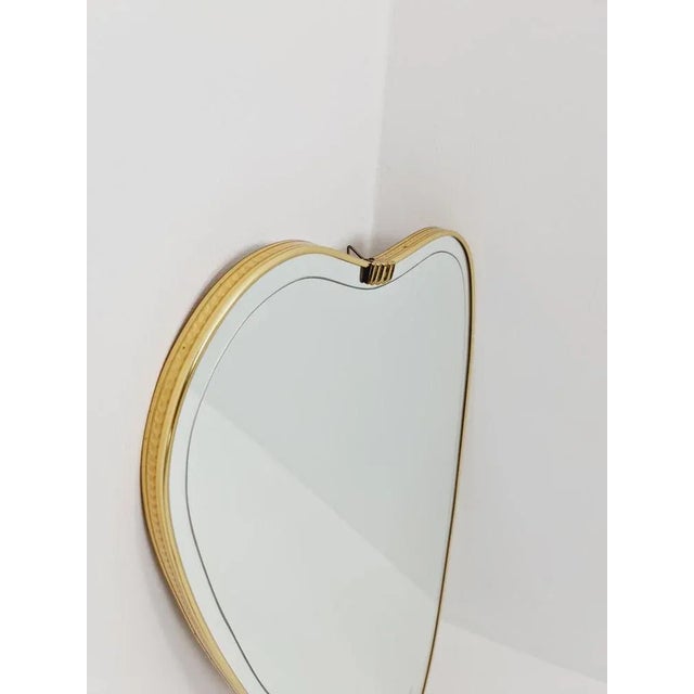 Metal Mid-Century German Asymmetric Brass Wall Mirror, 1960s For Sale - Image 7 of 10